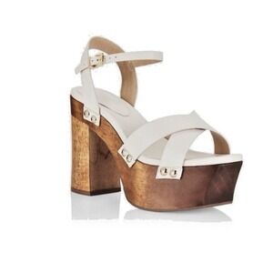 SCHUTZ Women Size 7.5B Gaylah Platform Toe Block Leather‎ Heeled Sandal Festival